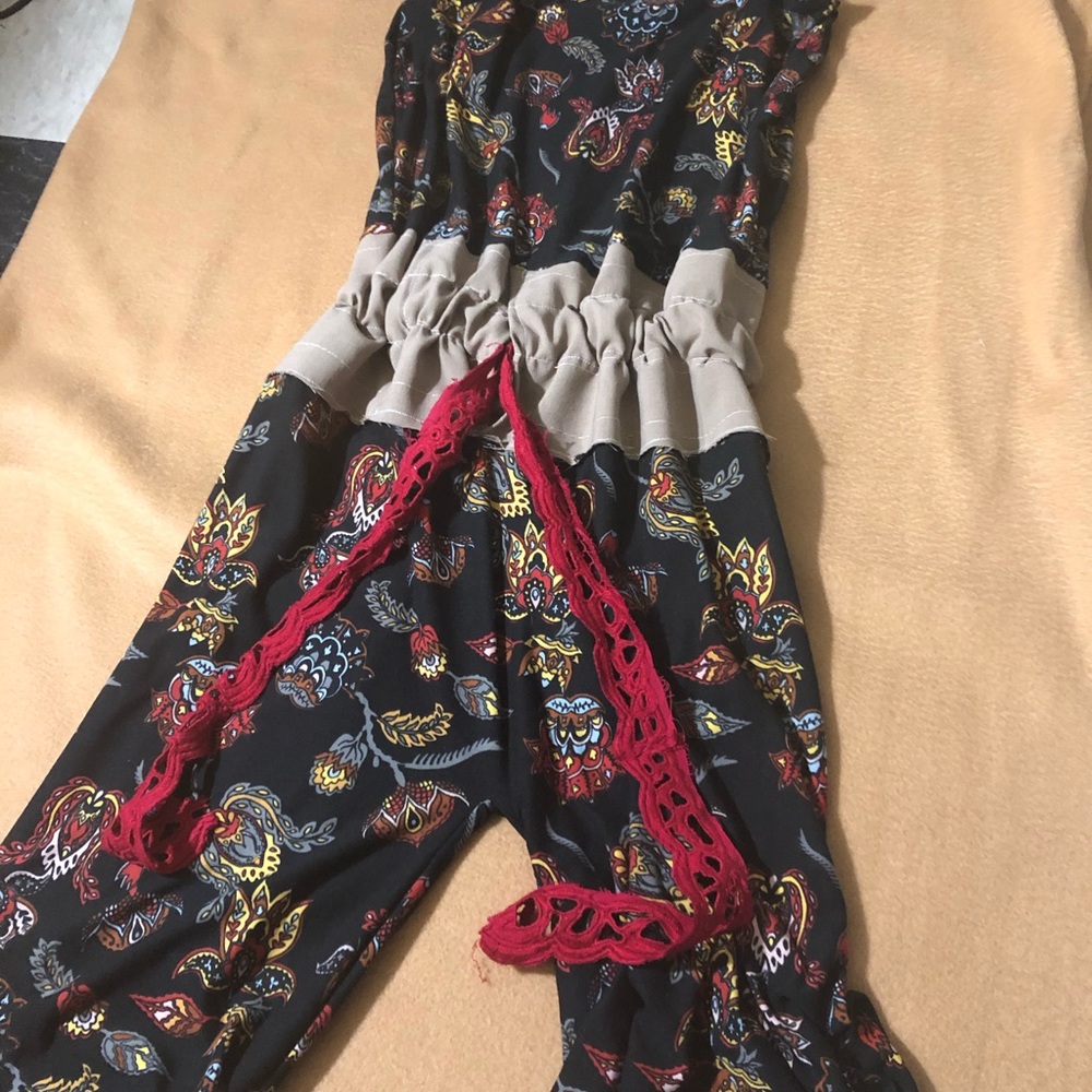 Bohemian Drawstring Romper with Straps